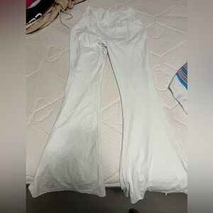 white flare leggings